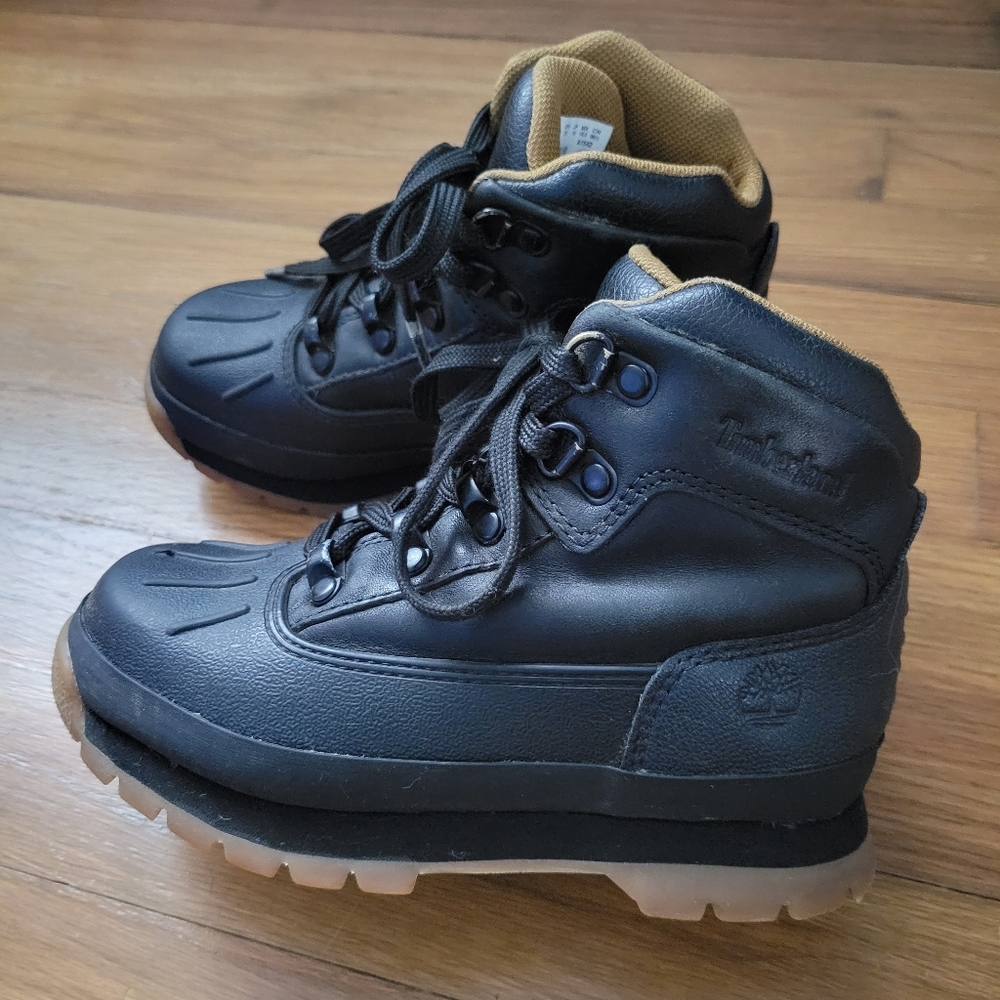 Timberland Kids Black and Tan Lace-Up Hiking Boots